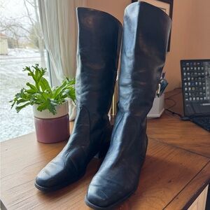 Markon Navy Soft Leather Calf-High Boots 8.5